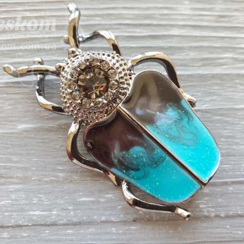 Брошь Скарабей, со стразами 3-358