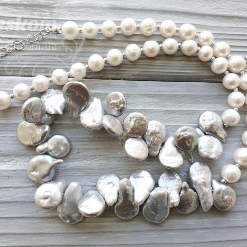 Перли річкові Бароко, натуральні, кольє К5498