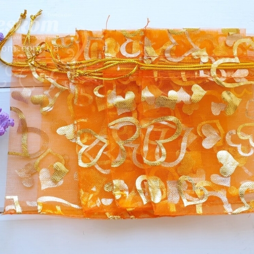 Подарочные мешочки, органза, сердца 2145