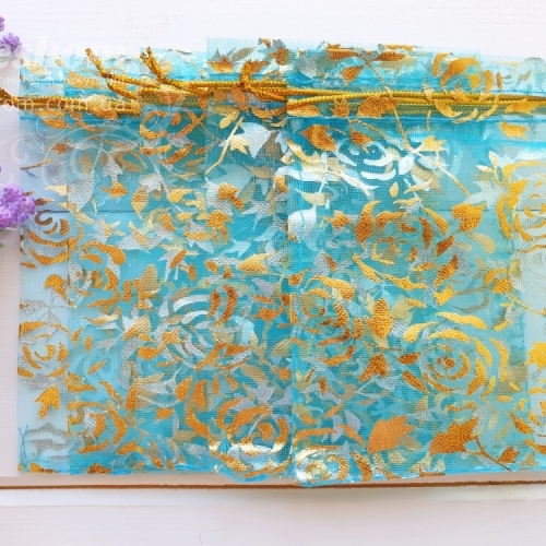 Подарочные мешочки, органза, цветочки 2152