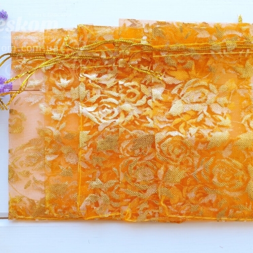 Подарочные мешочки, органза, цветочки 2154