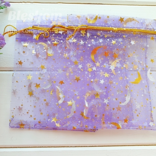 Подарункові мішечки, органза Зоряне небо 2208