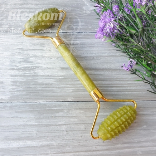 Нефрит натуральний, масажер ролер 14см, 2-361