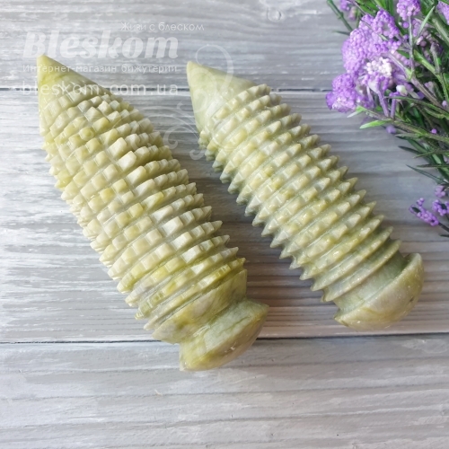 Нефрит натуральний, масажер, валик-їжачок 9,5 см, 2-365