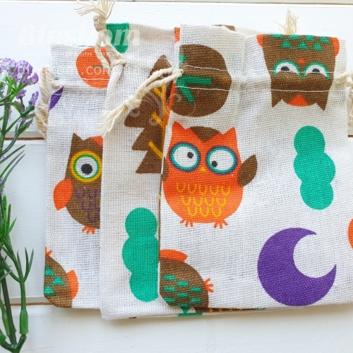 Подарункові мішечки, мішковина, сови 2231