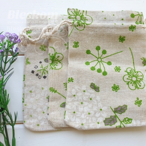 Подарункові мішечки, мішковина, квіточки 2233