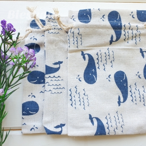 Подарункові мішечки, мішковина, кити 2234