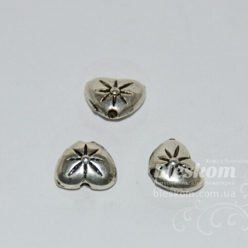 Бусина Сердце, упаковка (14 штук) 15035