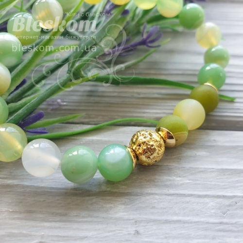 Браслет из натурального агата и лавы 1-401