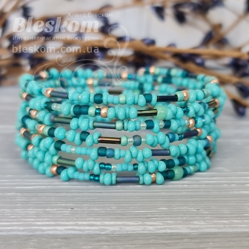 Браслет, чеський бісер на дроті з памяттю 1-411