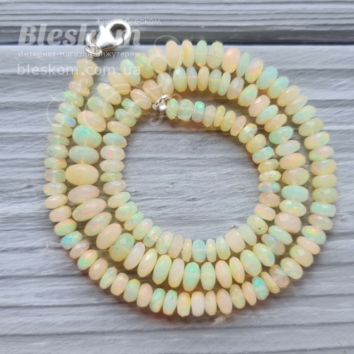 Опал рондель, гранований, натуральний (срібло 925) К2845