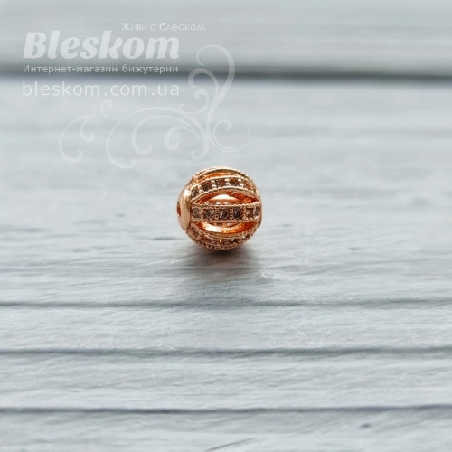 Намистина фігурна, кругла з фіанітами, (білі) 30273