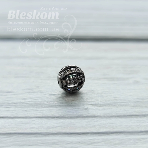 Намистина фігурна, кругла з фіанітами, (білі) 30274