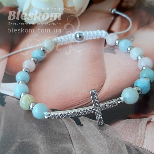 БРАСЛЕТ ИЗ НАТРАЛЬНОГО МОРГАНИТА 1-427