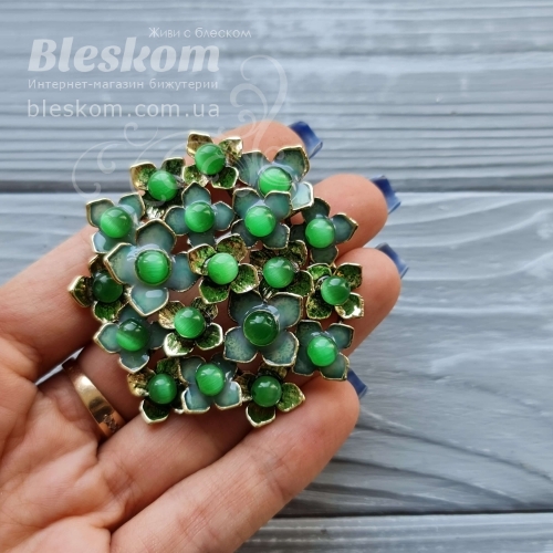 Брошь Цветы из кошачего глаза 3-394