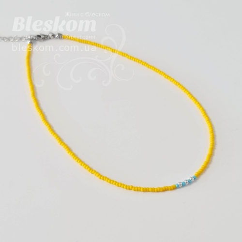 Чокер Патріотичний із бісеру, жовтий 1-461