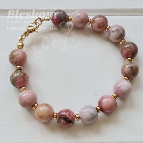 Браслет из родонита люкс, 16см 1-470