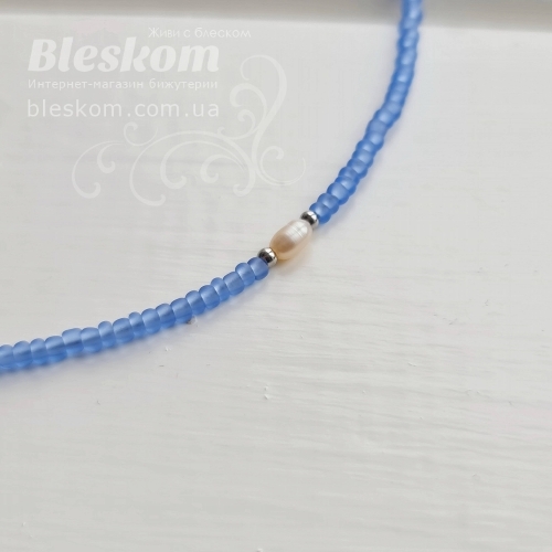 Чокер із бісеру з перлиною, 38см 1-474