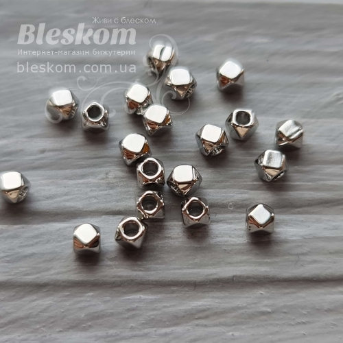 Намистина гранована, гіпоалергенна сталь, паковання 30346