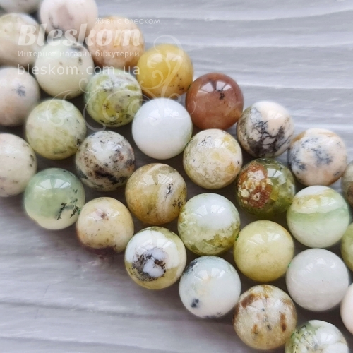 Опал зелений, круглий, натуральний к3032