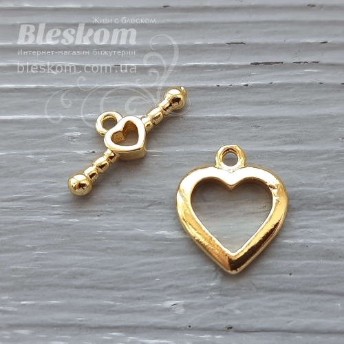 Замочок тогл, серце, гіпоалергенна сталь 30435