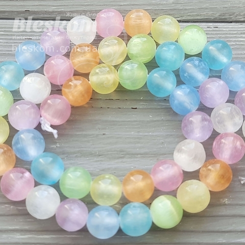 Селенит микс круглый, натуральный, люкс К6248