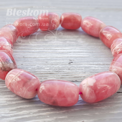 Родохрозит, натуральний, браслет К3132