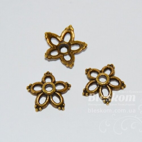 Шапочка для намистини, металева, паковання 18003