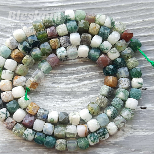 Агат моховый, кубик, натуральный К6318