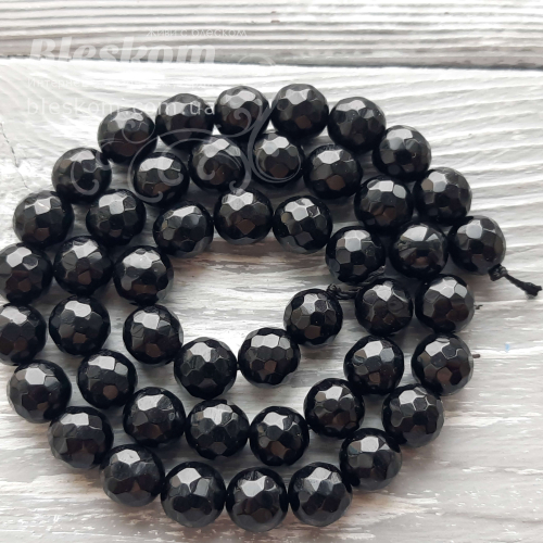 Оникс черный граненый, натуральный К6322