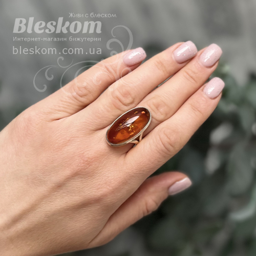 каблучка з бурштином с1075