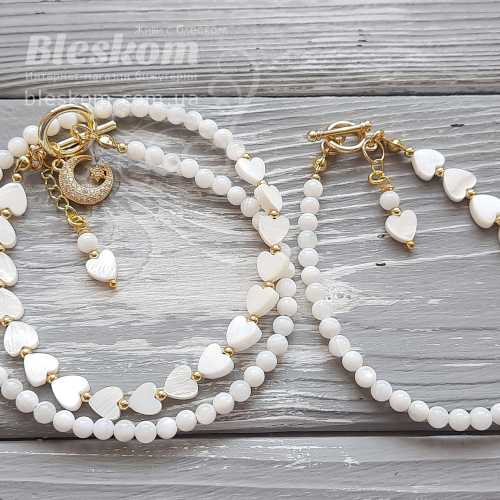 Набір чокер 39см та браслет 16см з перламутру 1-489