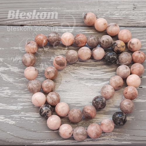 Яшма рожева, зебра, кругла, натуральна К6345