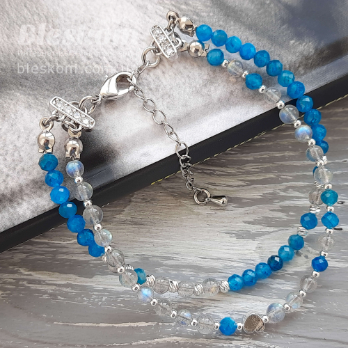 Браслет из апатита и лабрадора,сет 1-491