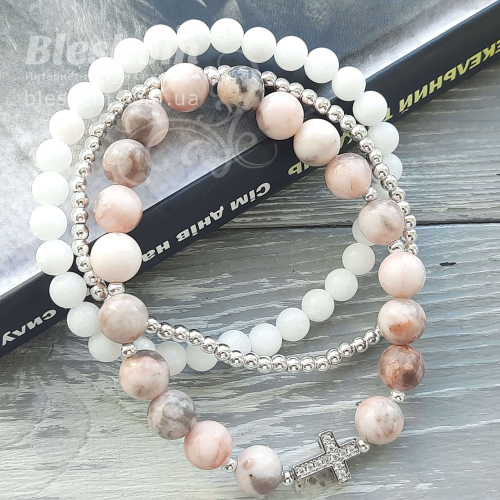 Браслет из яшмы, нефрита и гематита,сет 1-497