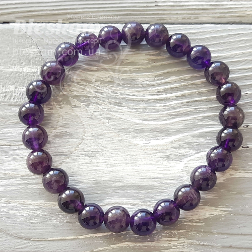 Аметист круглый, натуральный, браслет К6359