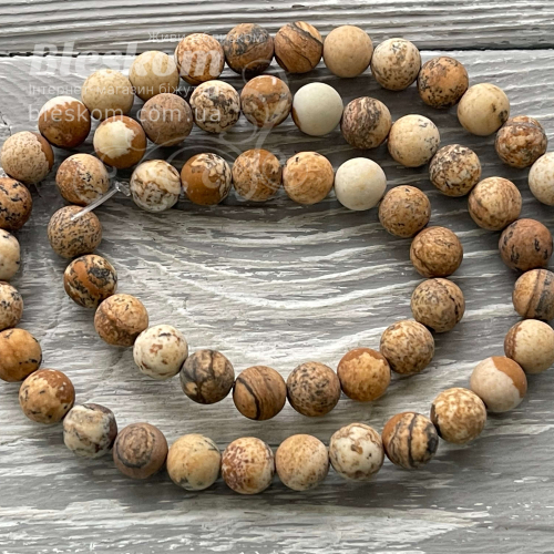 Яшма пейзажна, матова, кругла, натуральна К6375