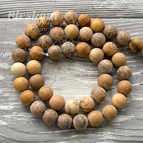 Яшма пейзажна, матова, кругла, натуральна К6376