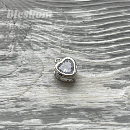 Підвіска серце, гіпоалергенна сталь з фіанітами 30524