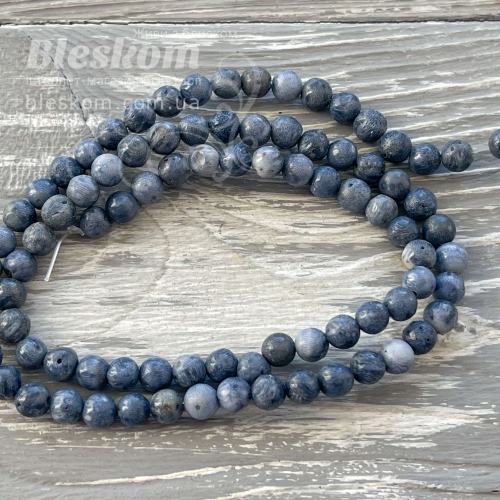 Голубий корал, круглий, натуральний К6378