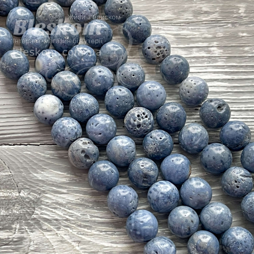 Голубий корал, круглий, натуральний К6379