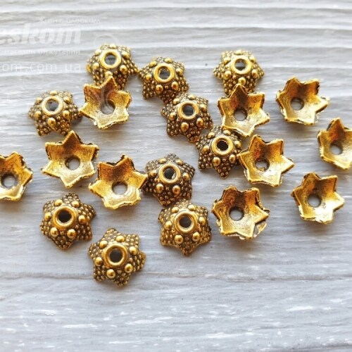 Шапочка для намистини, металева, паковання 18048