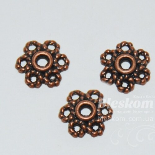 Шапочка для намистини, металева, паковання 18073