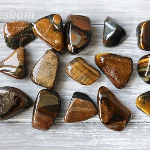 Тигрово-Соколиный глаз галтовка, натуральный 00-77