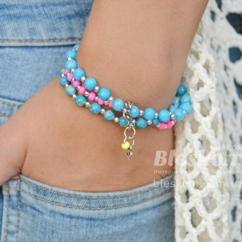 Браслет из Варисцита и кварца 1-00096