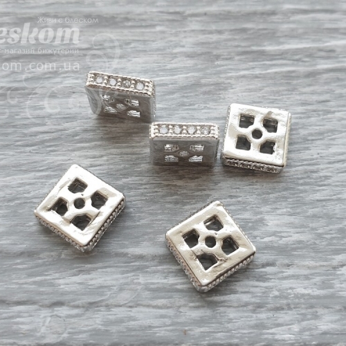 Намистина рондель з фіанітами 15583