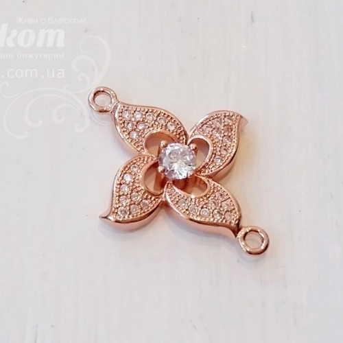 Конектор Квіточка з фіанітами, позолота 11271