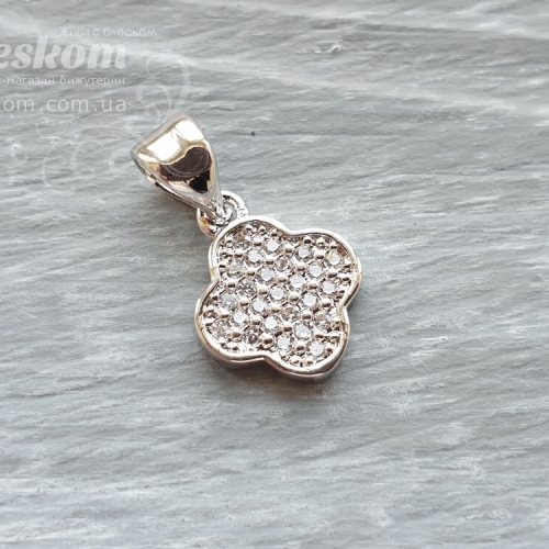Підвіска Квіточка з фіанітами, посріблення 6464