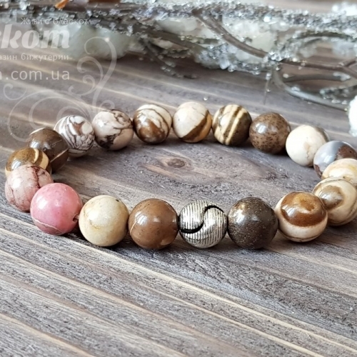 Браслет с Яшмой и Родонитом 1-00175