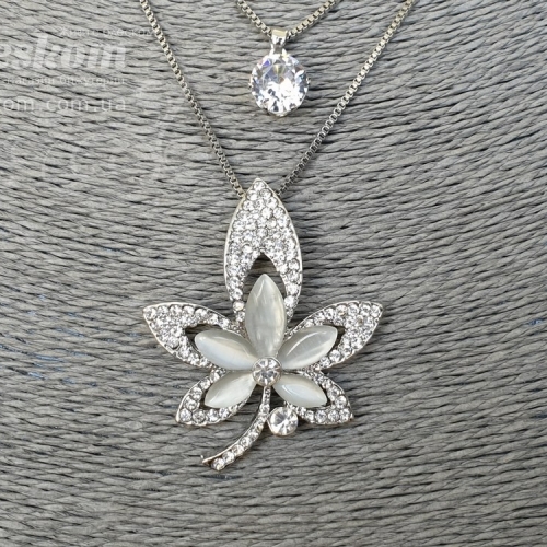 Кулон с цепочкой Листик, двойной 0-294